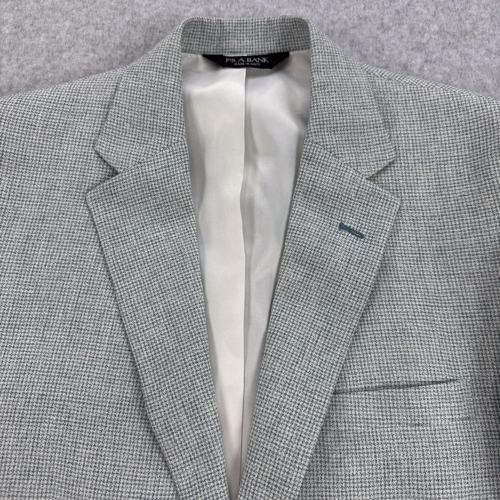 Jos A Bank Blazer Mens 41L Gray Linen Wool Sport Coat Jacket Tailored Fit Office